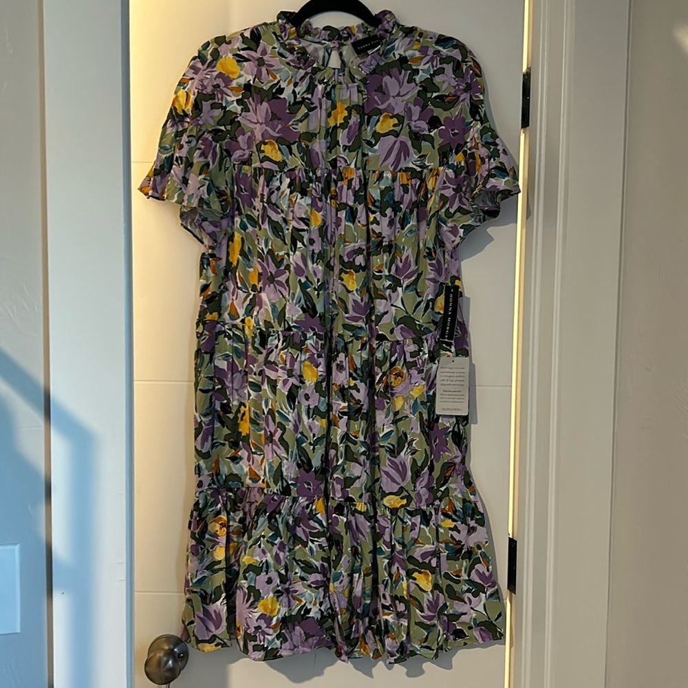 Purple floral midi dress. New with tags.